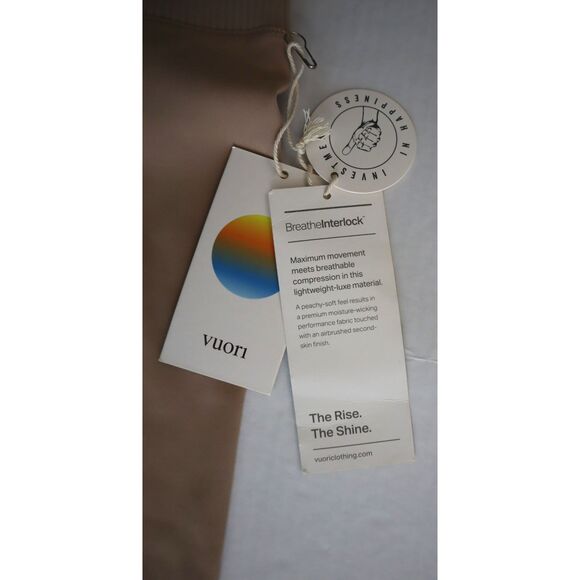 Vuori VW428-COC Women's Sz XS Coconut Beige Rib Studio 7/8 Leggings - Picture 6 of 13